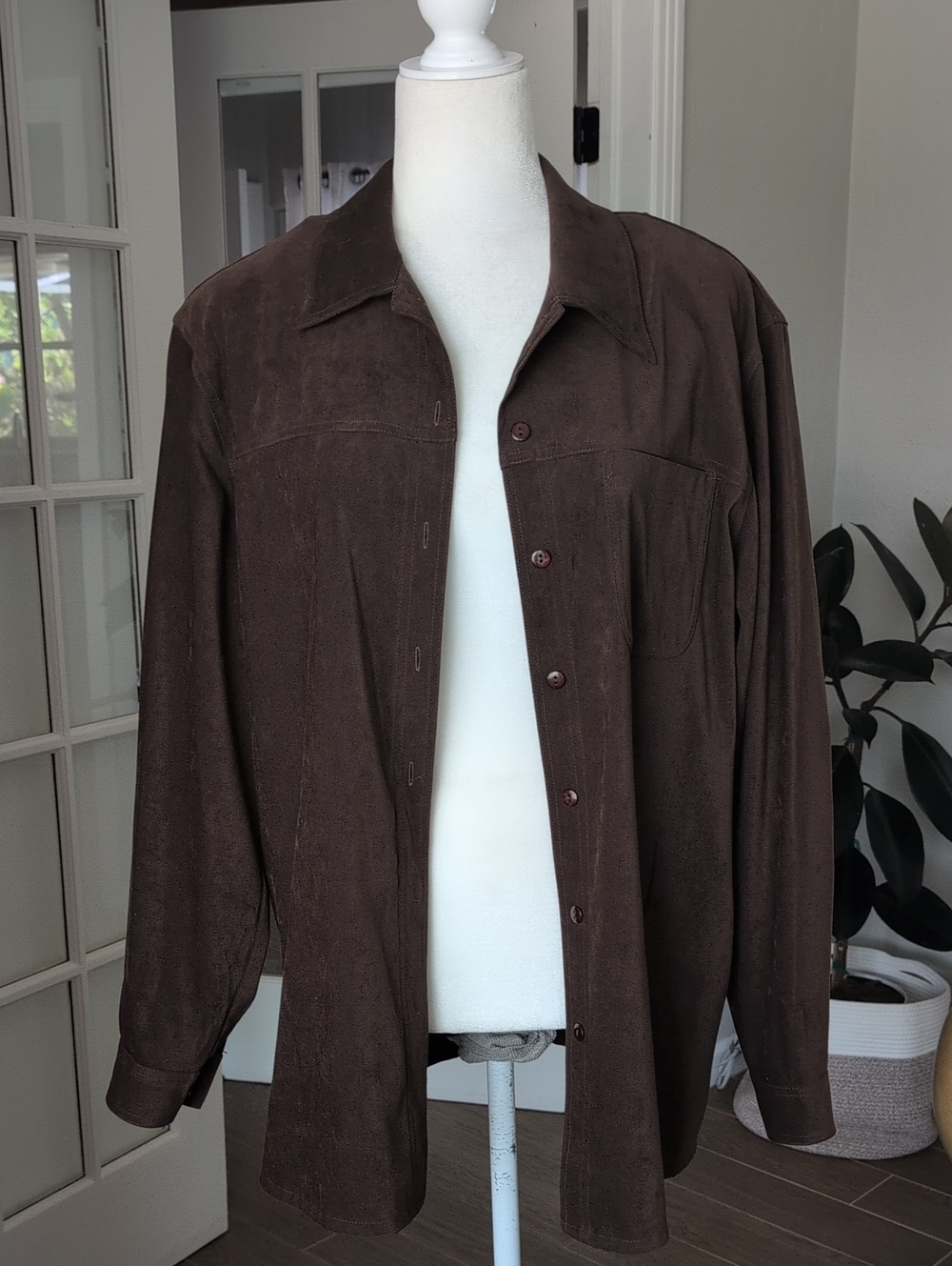 Vintage Allison Daley Brown Shacket Shirt With Shoulder Pads 14
